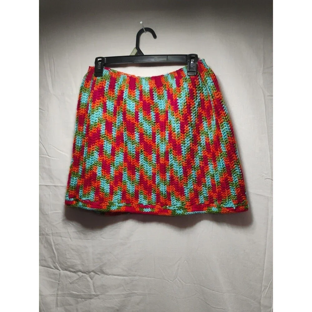 Women's Multi-Colored Handmade Skirt Maybe Large Knee Length